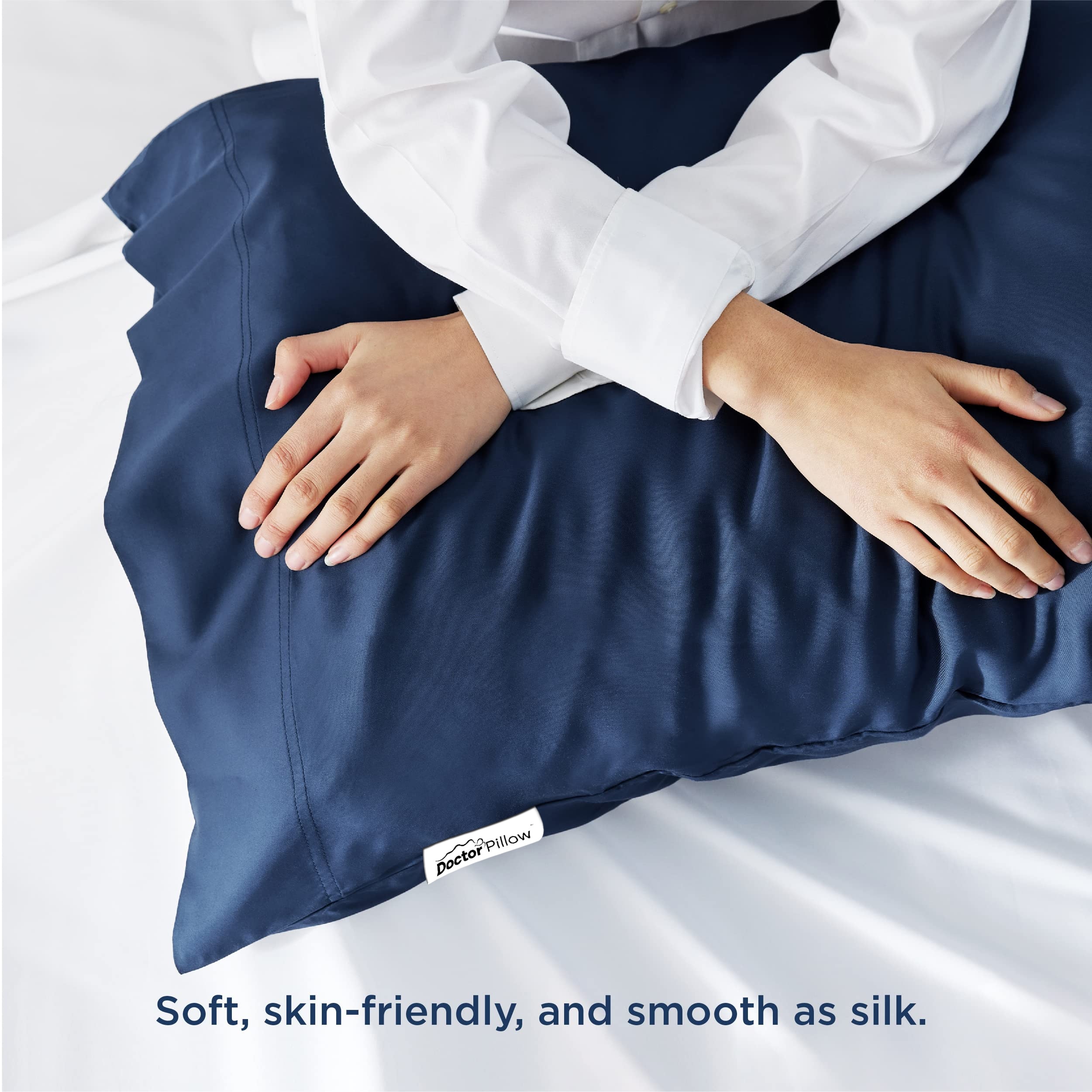 Bedsure Pillow Cases Queen Size Set of 2 Rayon Derived from Bamboo Cooling Pillowcase Navy Blue