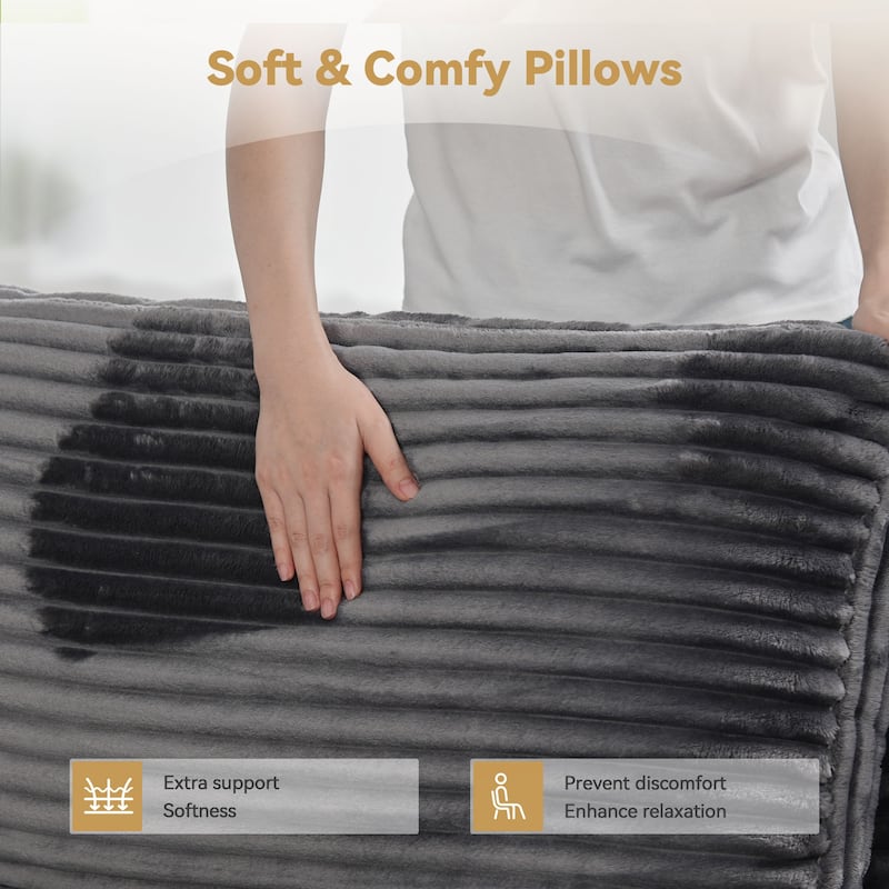 HOOOWOOO Modular Plush Corduroy Sofa Couch with Ottoman for Living Room