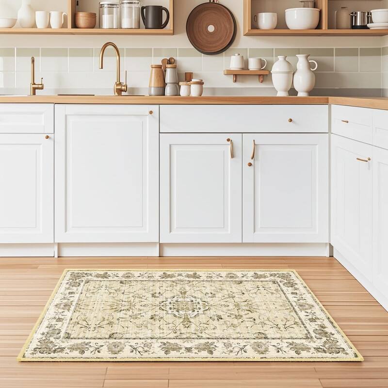 Vintage Boho Area Rugs Machine Washable Non Slip Living Room Rug