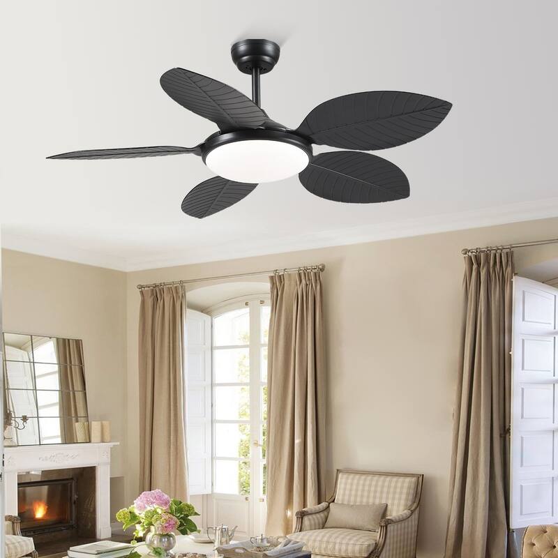 48" Downrod Ceiling Fan with Light,Palm Leaf Blades,Tropical Ceiling Fan for Living Room,Bedroom,Patio - 48 Inches