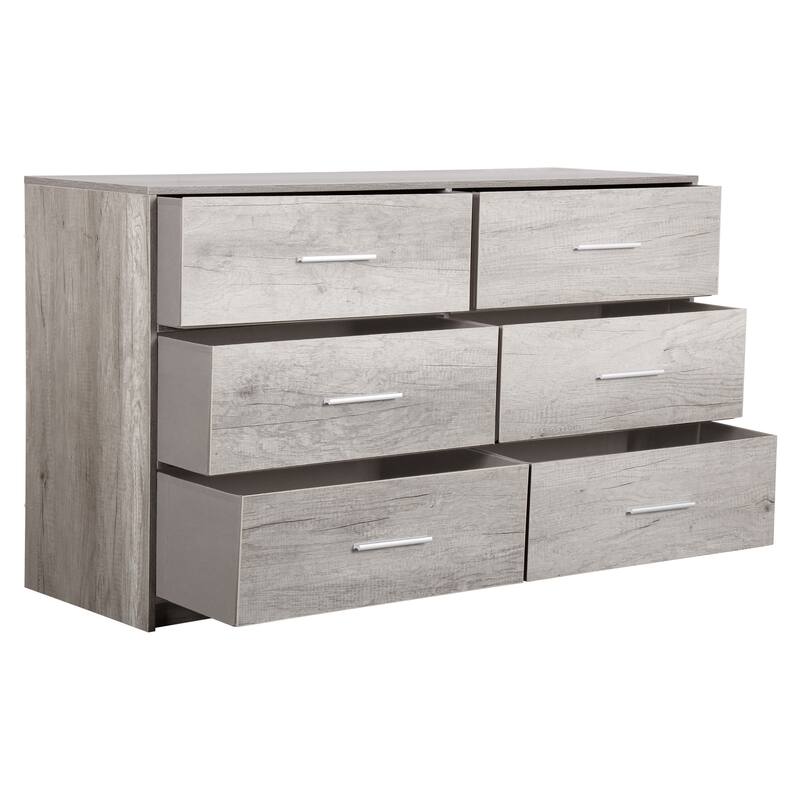 6 Drawer Dresser with Fabric Drawers and MDF Frame Modern Storage