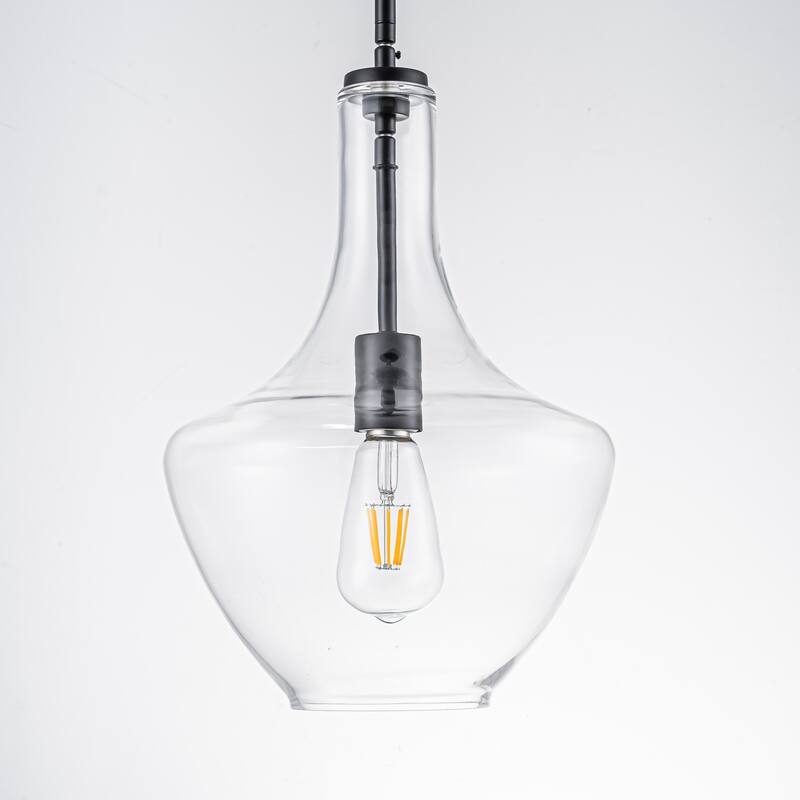 10.4" 1-Light Modern Minimalist Chrome/Gold/Matte Black Clear Glass Pendant Light