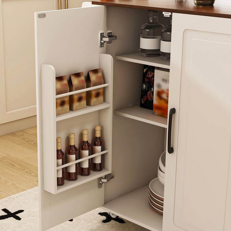 Kitchen Island Cart with Foldable Tabletop & Drop Leaf