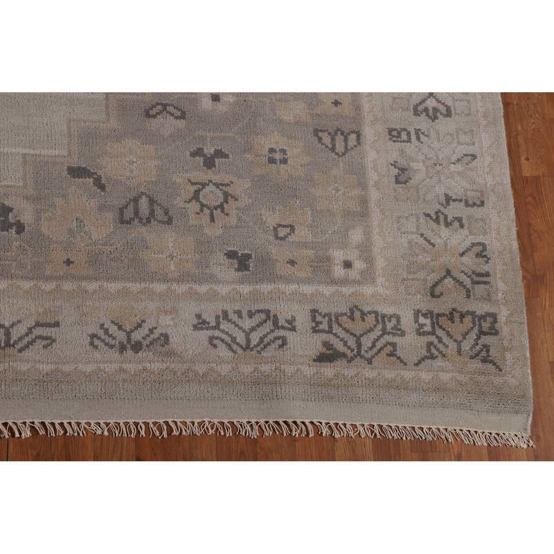 Geometric Heriz Serapi Indian Area Rug Hand-Knotted Wool Carpet - 8'9"x 11'8"
