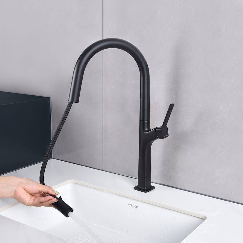 Single Handle Kitchen Faucet with Pull Down Sprayer Brass Single Hole Brass Pull Down Kitchen Sink Faucets