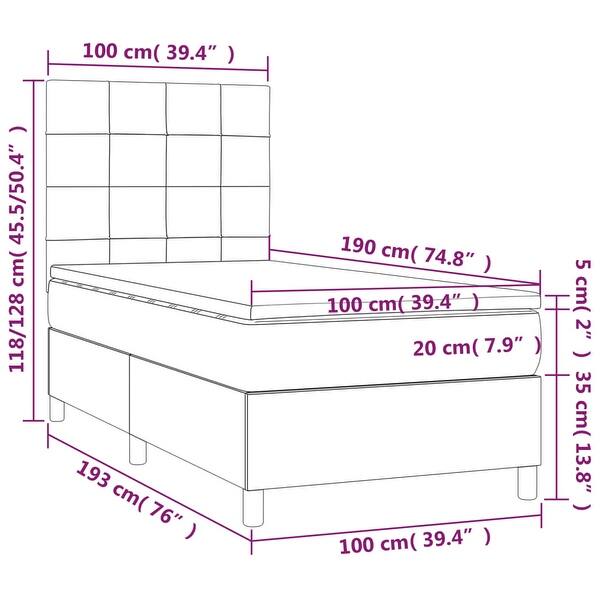 vidaXL Box Spring Bed with Mattress Dark Gray/Light Gray Multi Sizes ...
