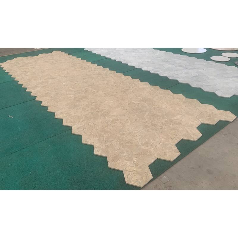 Roomfitters Hexagon Natural Marble Tile, Honed Stone for Wall and Floor, Genuine Marble, 12-Piece Box, Gold Yellow Beige