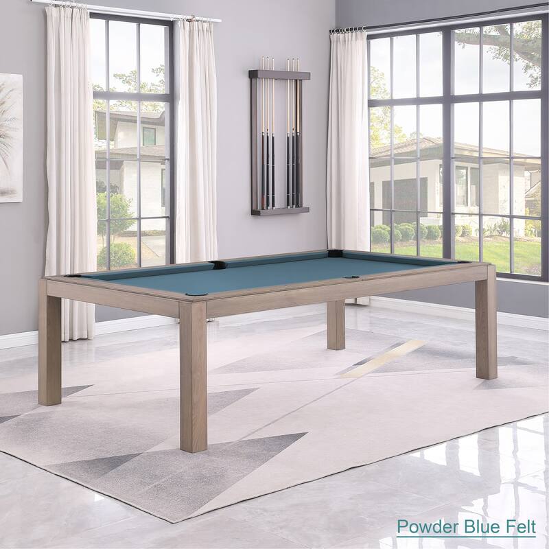 Olivia GreyWash Ash 8ft Billiard Slate Pool Table with dining top - Grey
