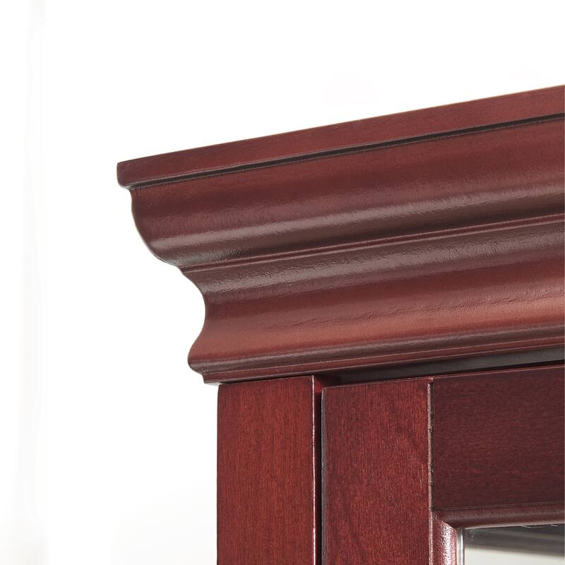 Lighted Curio Display Cabinet with Tempered Glass Doors, Curio Cabinet with Adjustable Shelves & Mirrored Back Panel