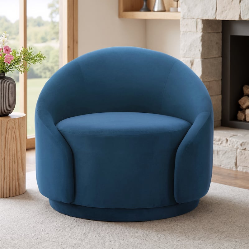 35" Wide 360-Degree Swivel Accent Barrel Chair