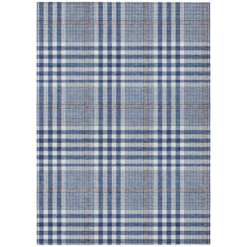 Machine Washable Indoor/ Outdoor Plaid Chantille Rug