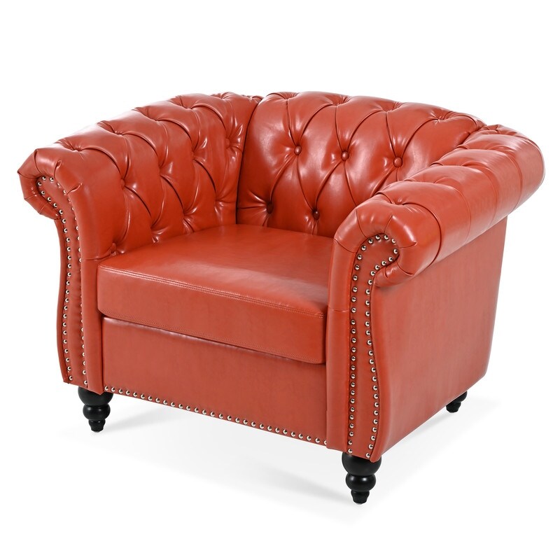 Orange chesterfield sale chair