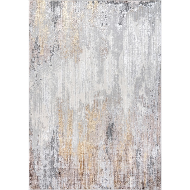 Camryn Collection Abstract Gray/Gold Transitional Area Rug