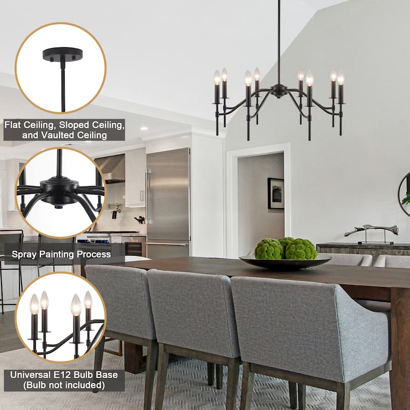 8-Light Hanging Candlestick Linear Foyer Chandelier Lighting Fixture Island Chandelier for Dining Room