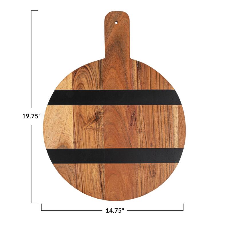 Mango Wood Cheese and Cutting Board with Stripes