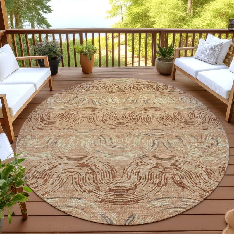 Machine Washable Indoor/ Outdoor Modern Ari Chantille Rug - Copper - 8' x 8'
