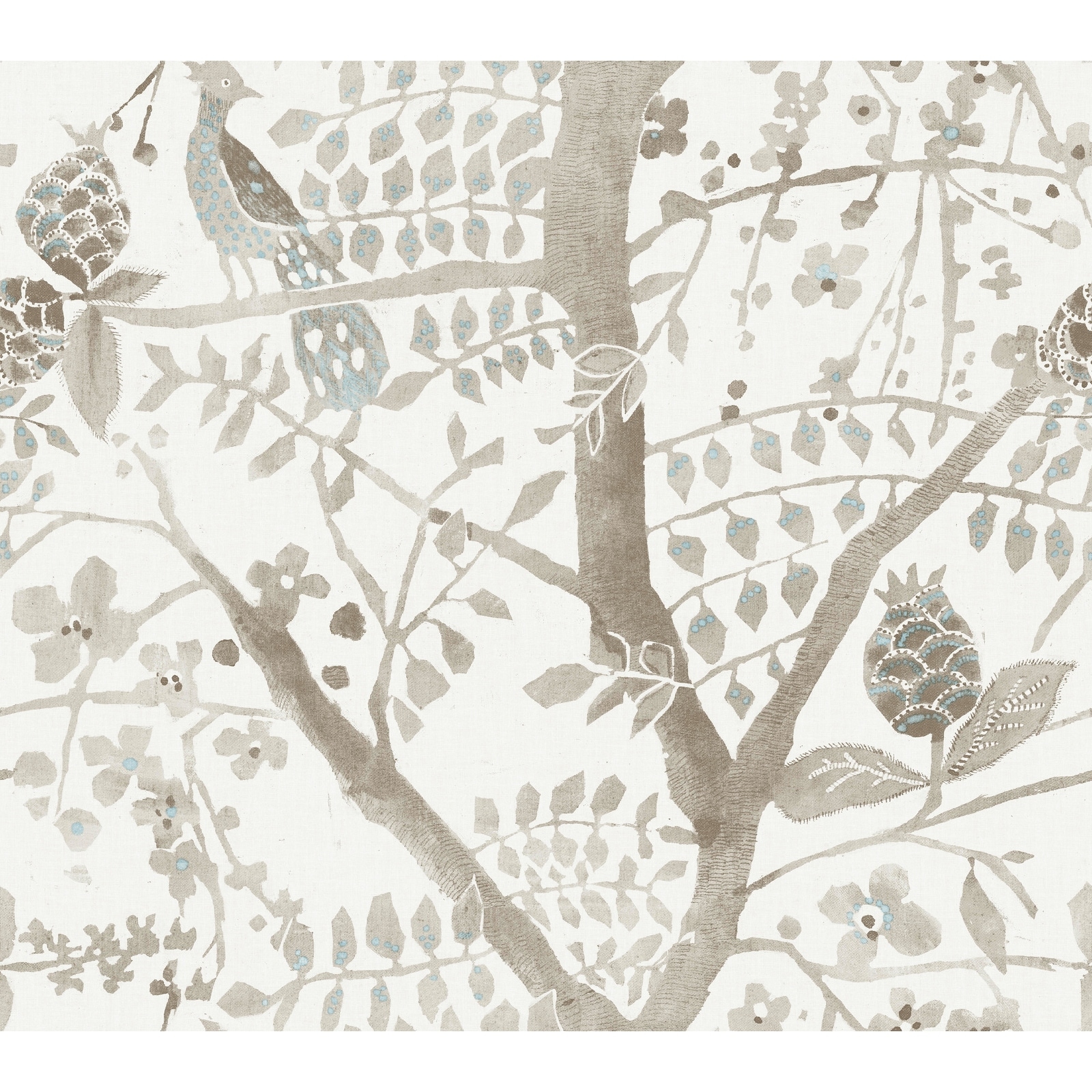 Antonina Vella Peacock Block Print Off White Wallpaper