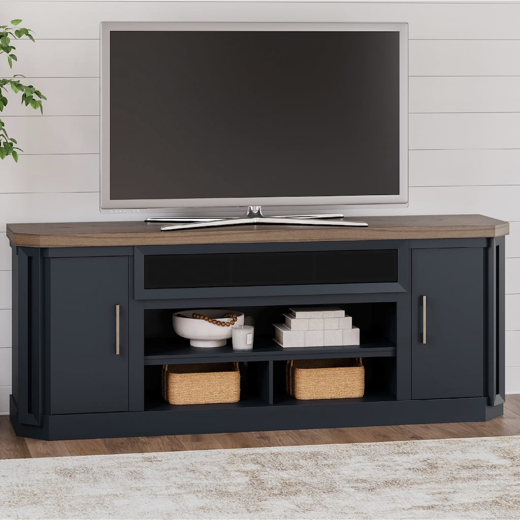 Signature Design by Ashley Brown and Blue Landocken 83" TV Stand - 83"W x 20"D x 33"H