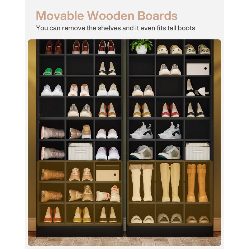 Tall 10-Tier Shoe Rack Cabinet With Hooks – Freestanding Metal Shelf For Home Or Office