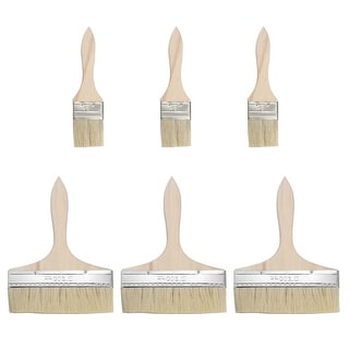 HARFINGTON 6-Pack Flat Chip Paint Brushes – 2 Inch Synthetic Bristle Brushes With Wood Handles For Walls, Furniture, Cabinets & Decks