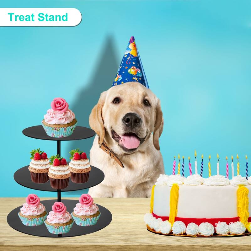 3 Tier Acrylic Cupcake Stand and 1 Tier Cake Stand Holder Birthday Party Black