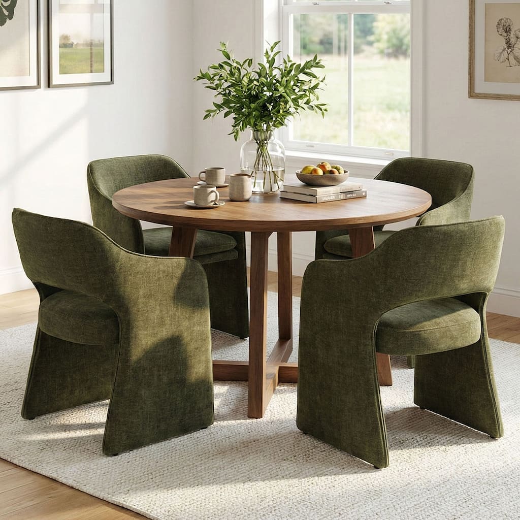 19" Seat Height Upholstered Fabric Dining Armchair (Set of 4)