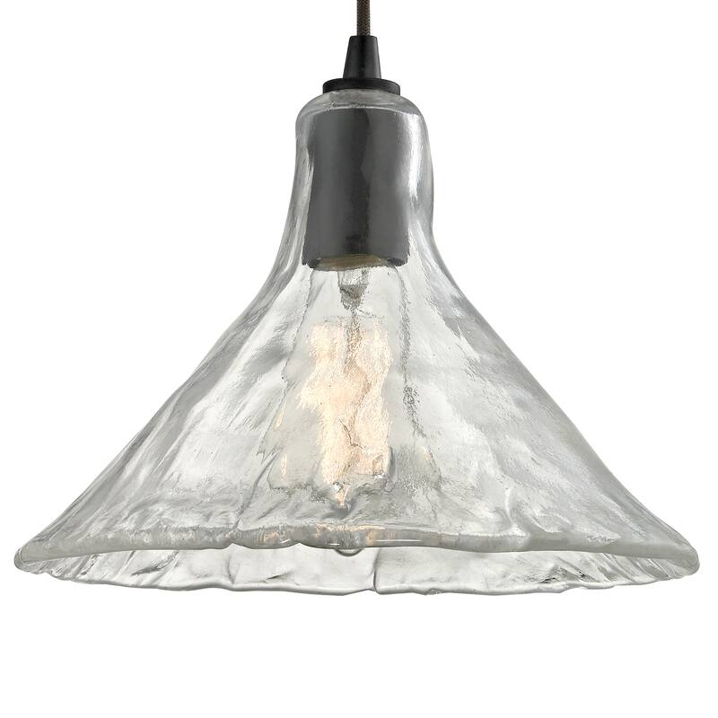 Hand Formed Glass 1-Light Mini Pendant in Oil Rubbed Bronze