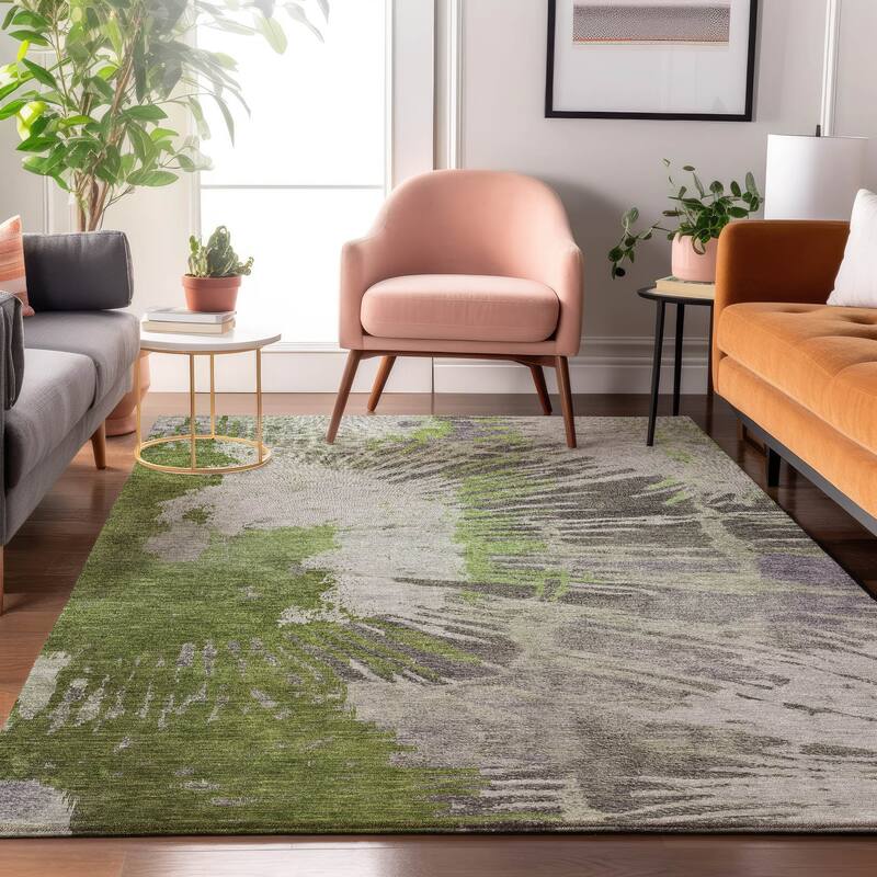 Premium Washable Super Soft Abstract Palmer Mayfield Rug - Olive - 10' x 14' - Rectangle