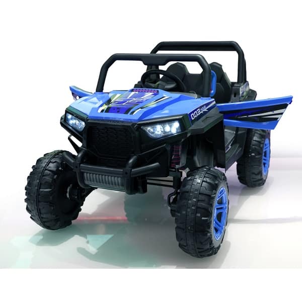slide 2 of 24, 12V Kids Electric Ride-On Car with Remote Control, Rechargeable Battery, Music Player, LED Lights, for Ages 3-6 Blue