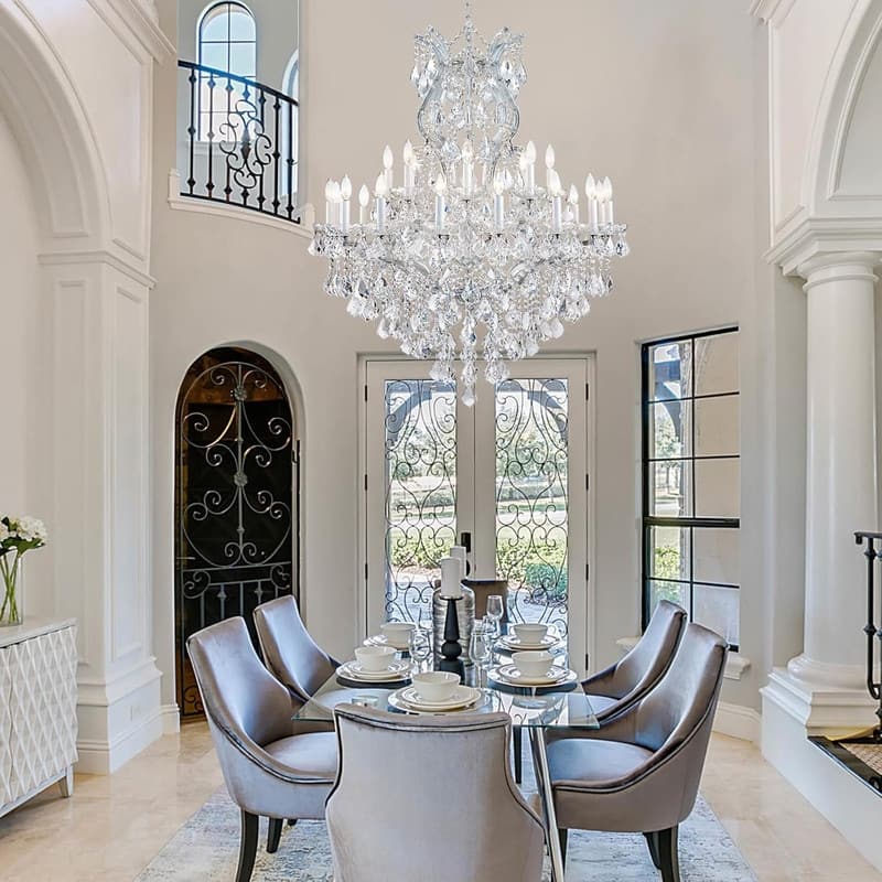 KAYLA Large Crystal Chandelier-24-Light Chandelier Light Fixture Modern Maria Theresa Crystal Chandeliers