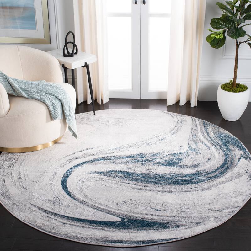 SAFAVIEH Orchard Efrat Modern Abstract Rug - 6'7" Round - Grey/Blue