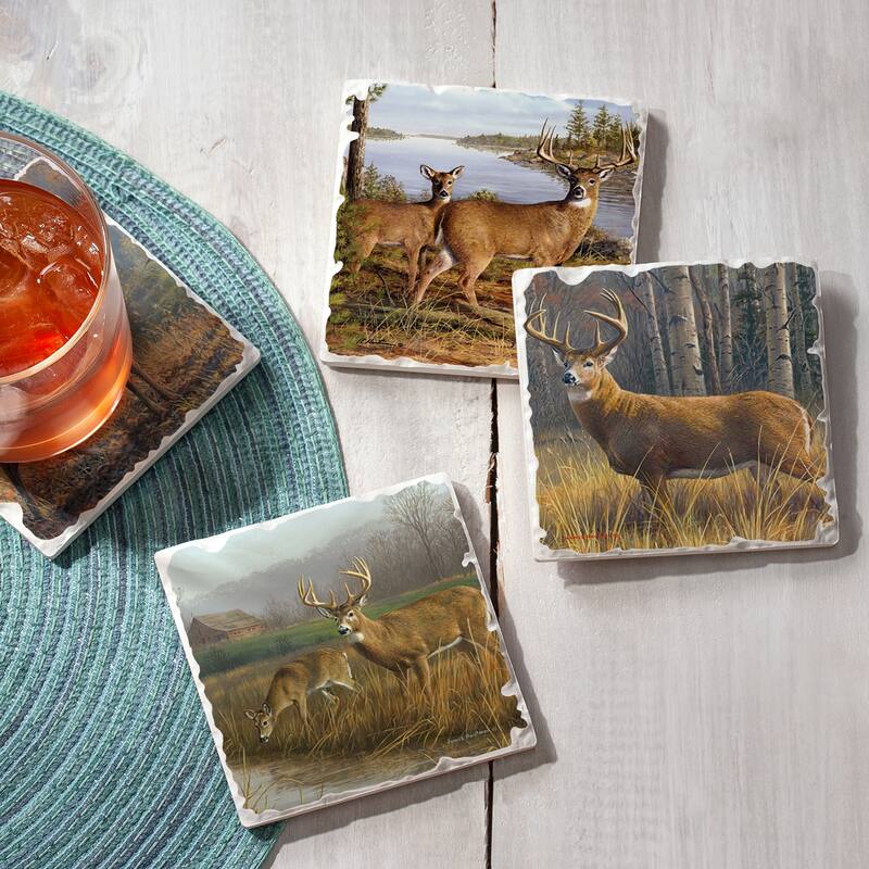 Counterart Absorbent Stone Coaster, Legends, Set of 4 - 4.01x4.07
