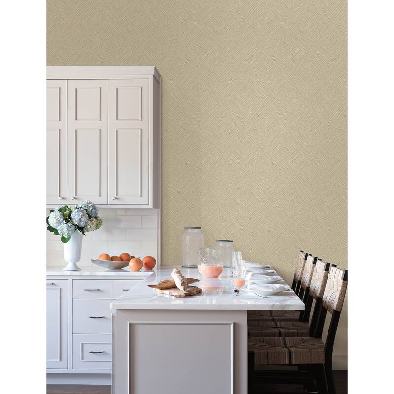 Chesapeake Hollis Light Brown Textured Diamond Wallpaper