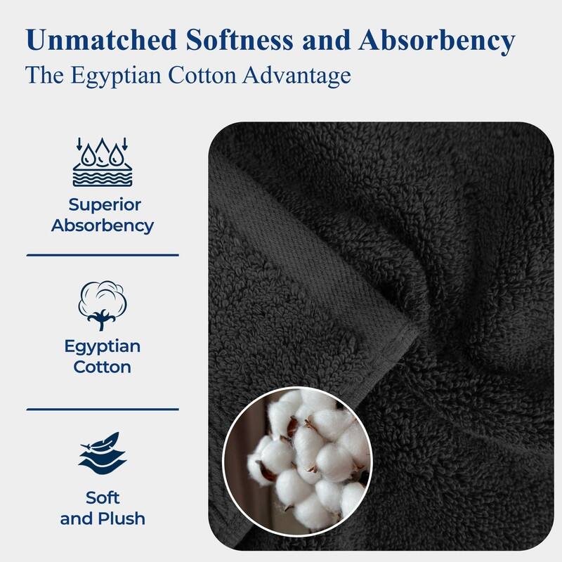 Superior Egyptian Cotton 8 Piece Towel Set Ultra Plush & Absorbent Bath, Hand & Face Towels, Heavyweight Spa Quality