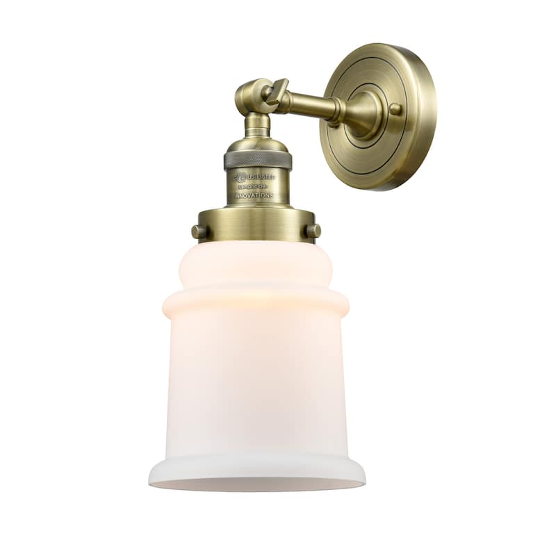 Innovations Lighting Canton Single Light 11" Tall Bathroom Sconce - Antique Brass / Matte White