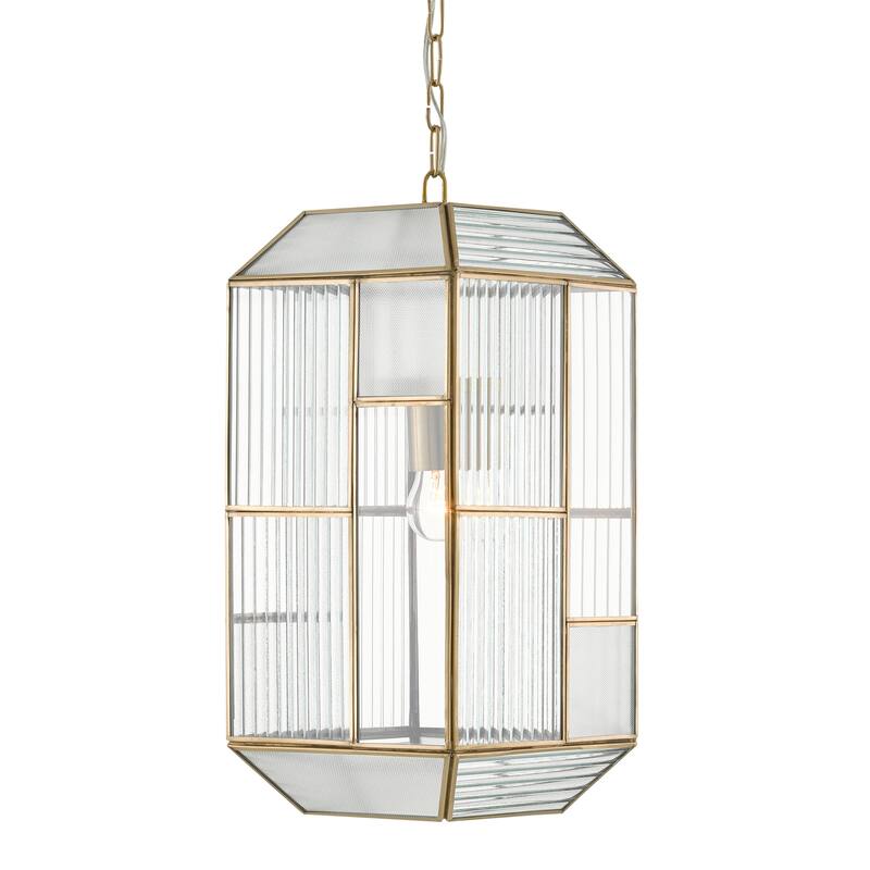 Currey & Company Bardolph Pendant - 19"h x 8.5"w x 8.5"d - 19"h x 8.5"w x 8.5"d - Antique Brass/Clear