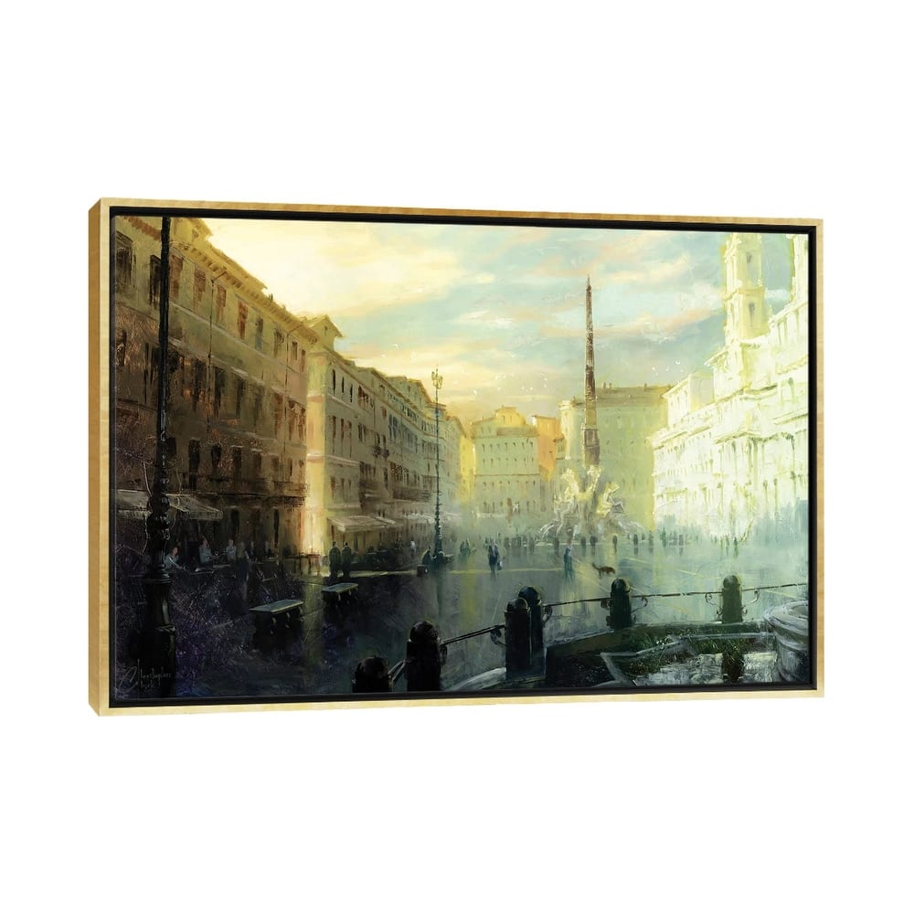 iCanvas "Rome - Piazza Navona At Dawn Full Size" by Christopher Clark Framed