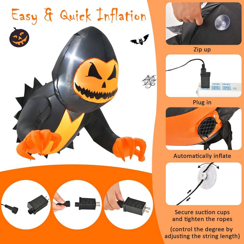 Costway 3.3 FT Halloween Inflatable Pumpkin Head Ghost Broke Out from - See Details