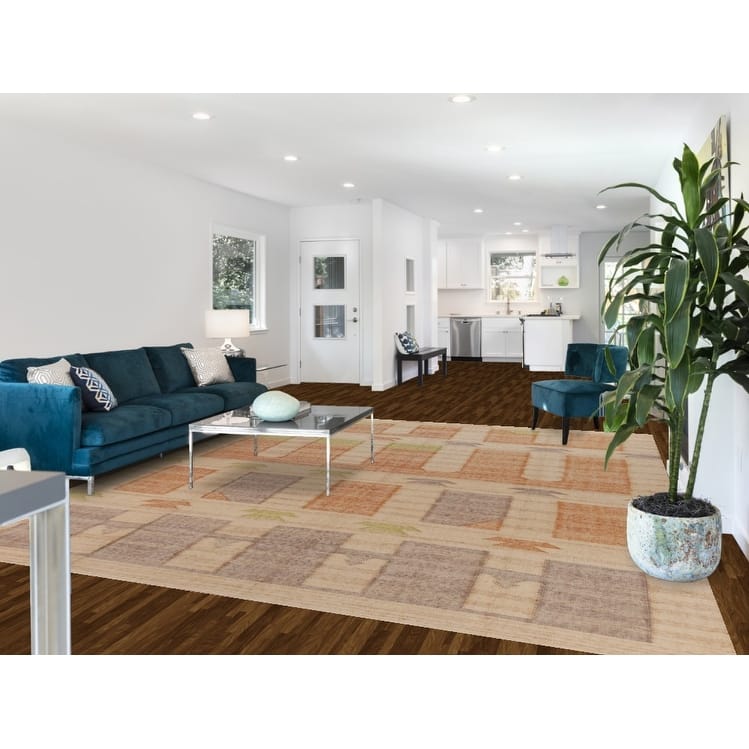 Hand Woven Oriental 100% Jute Carpet Southwestern Modern Beige & Ivories Kilim Area Rug - 11' 3'' X 9' 8''