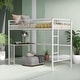 preview thumbnail 18 of 46, Twin Metal Bunk Bed with Build-in Study Desk, Ladder and Guardrails, Minimal Industrial Appeal White