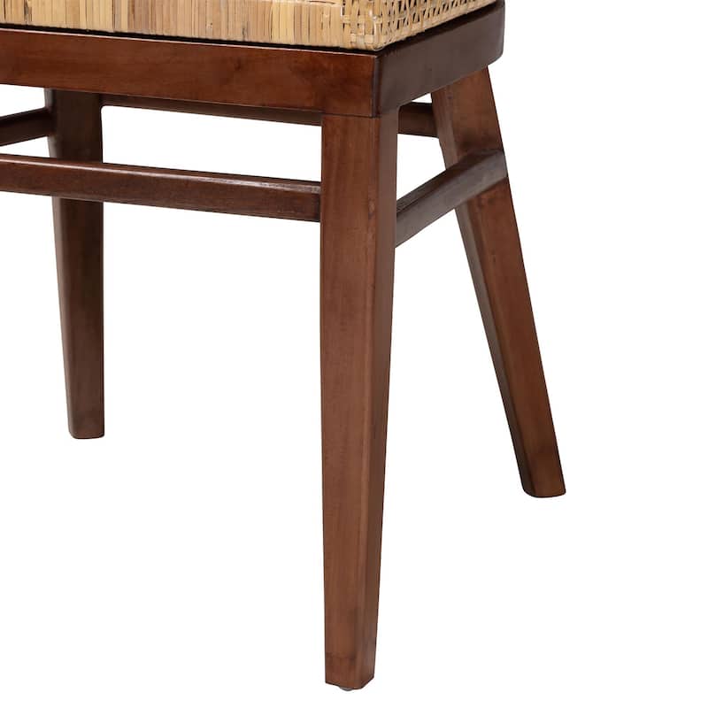 Papua Modern Bohemian Natural Rattan and Acacia Wood Dining Chair