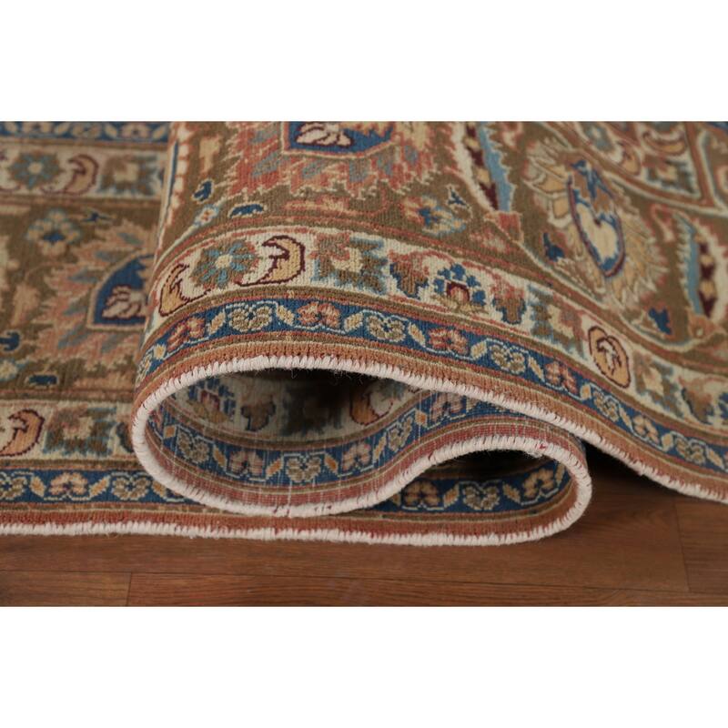 Floral Mashad Vintage Persian Rug Handmade Traditional Wool Carpet - 9'7" x 12'8"