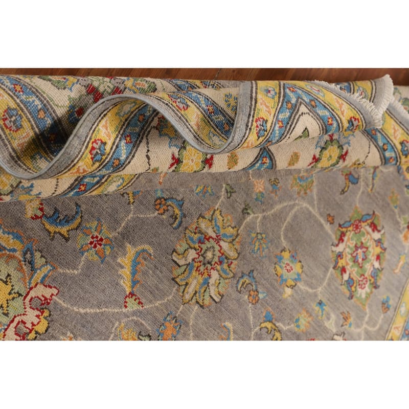 Floral Oushak Oriental Area Rug Hand-Knotted Wool Carpet - 6'6" x 9'8"