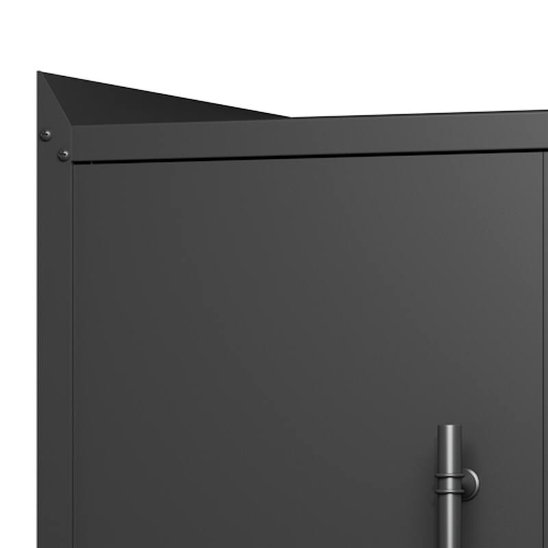 Black Metal Rolling Garage Storage Cabinet with Adjustable Shelves and Lockable Door - 30.31 x 18.11 x 35.40 in (L x W x H)