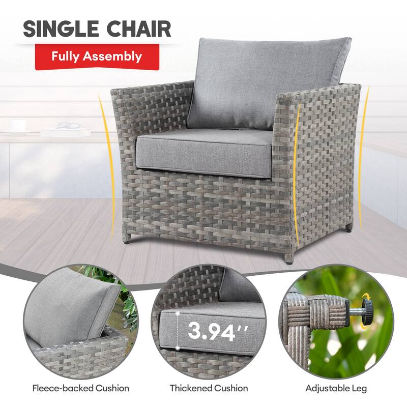 XIZZI 7-piece Outdoor Patio Furniture Rattan Wicker Conversation Set