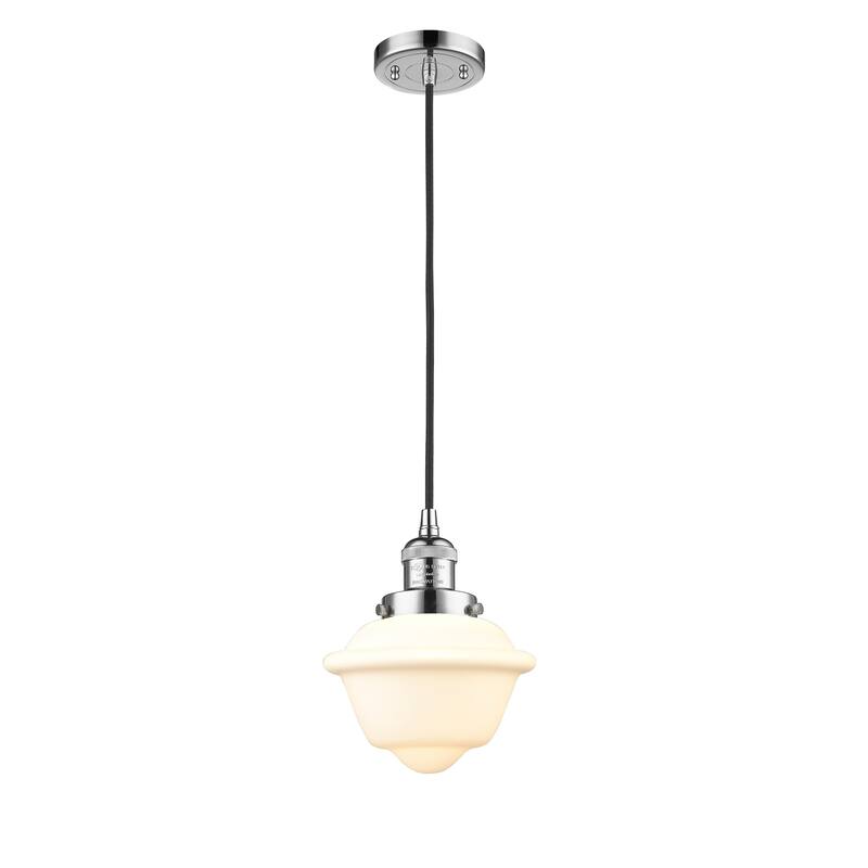 Innovations Lighting Franklin Restoration Oxford - 1 Light 8" Cord Hung Mini Pendant - Polished Chrome/Matte White