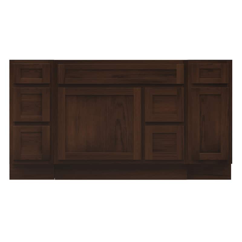 Vanity Art 60" Oak Freestanding Bathroom Vanity Cabinet without Top