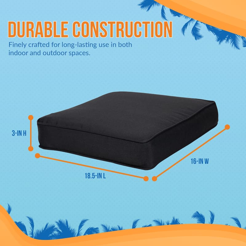 Island Retreat All-Weather Outdoor Solid Color Seat Cushion (Set of 2) - 18.5-in L x 16-in W x 3-in D