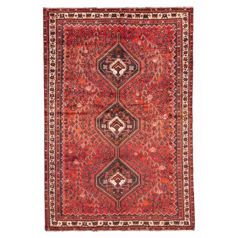ECARPETGALLERY Hand-knotted Melis Vintage Red Wool Rug - 6'4 x 9'6