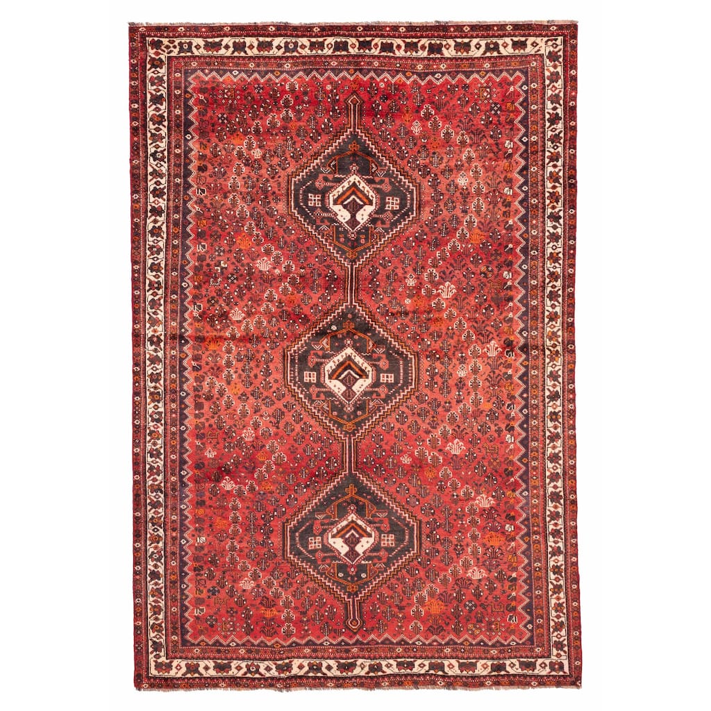 ECARPETGALLERY Hand-knotted Melis Vintage Red Wool Rug - 6'4 x 9'6